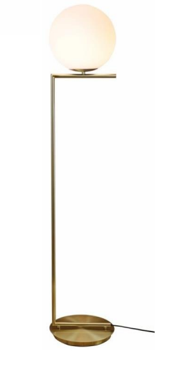 IC FLOOR LAMP - BRASS BODY FRAME WITH WHITE SHADE 250MM
